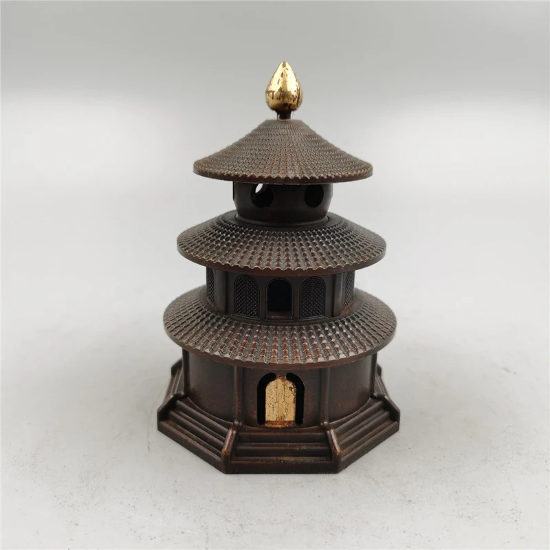 Brass Temple Tower , Indoor Buddhist for Tea Ceremony, Home Sandalwood Incense Burner, Living Room