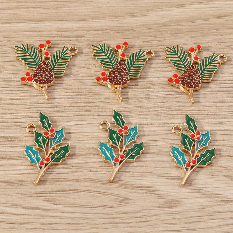 10pcs Cute Enamel Plant Tree Leaf Charms Pendants for Jewelry Making Drop Earrings Necklace Bracelets DIY Crafts Accessories