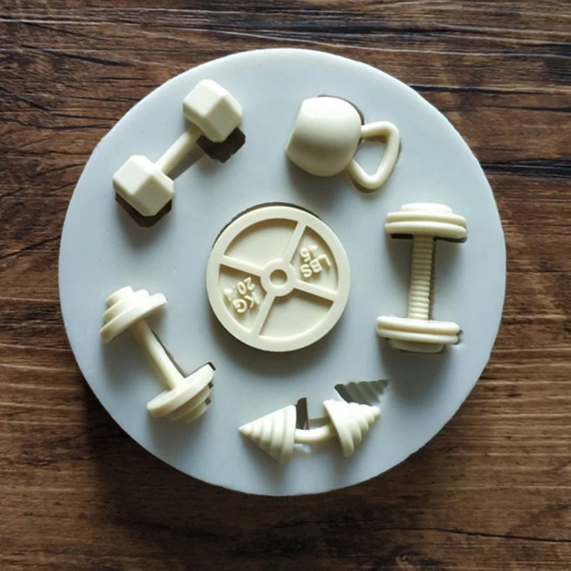 Dumbbell Fitness Equipment Silicone Fondant Cake Mold Sugarcraft Chocolate Cupcake Baking Mold for the Kitchen Decorating Tools