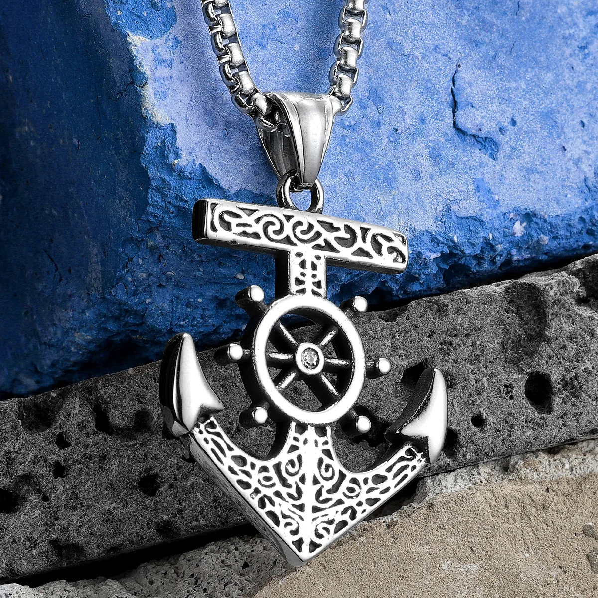 

Anchor Sailor Rudder Stainless Steel Jewelry Men Necklaces With Pendant For Male Women Punk Hip Hop Accessories Gifts Wholesale