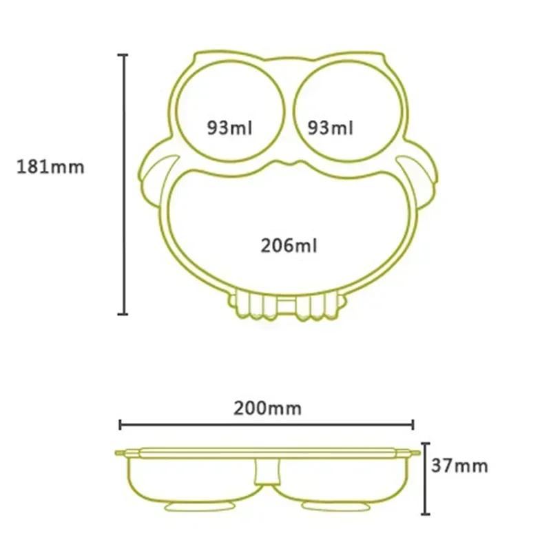 Silicone Prato de Jantar para Bebês, BPA Free, Cute Owl, Crianças Pratos, Placas de sucção para crianças, Treinamento Alimentação Otário Bowl