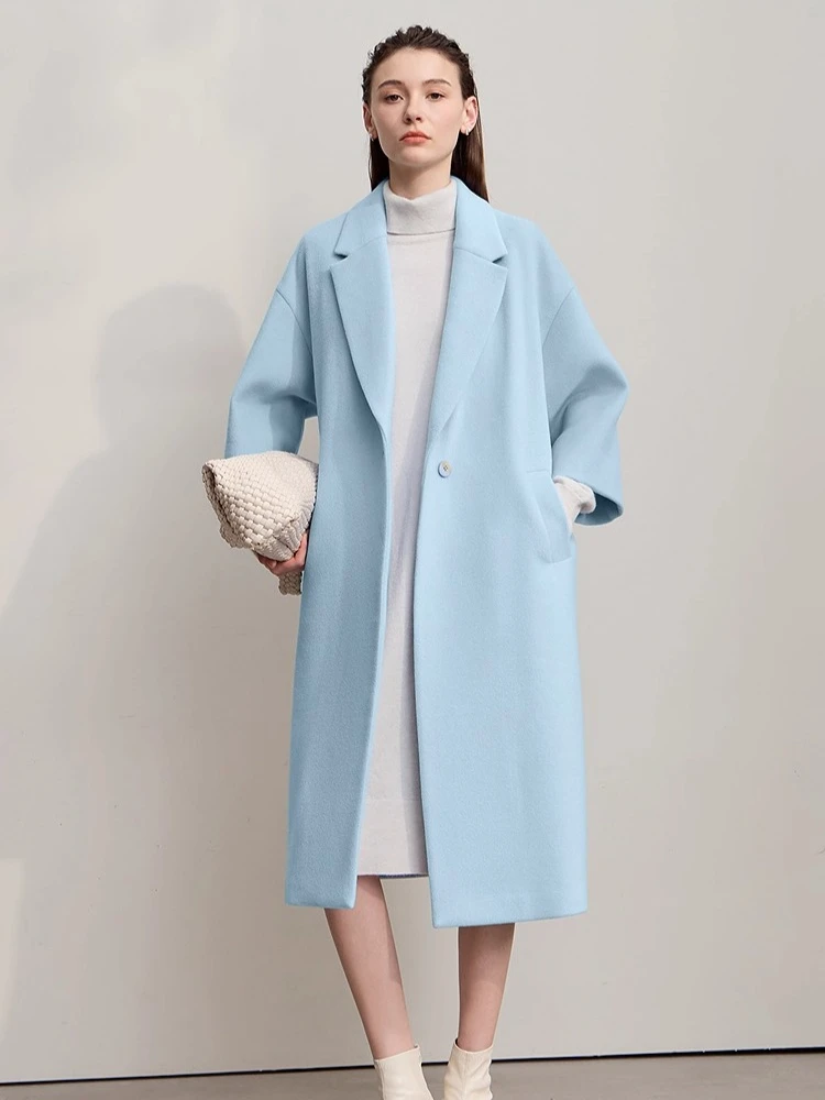 

AMII Woolen Coat Woman 2025 Winter New Commuter Three Quarter Sleeves Solid Woolen Women's Coat Loose Versatile Long Top12554023