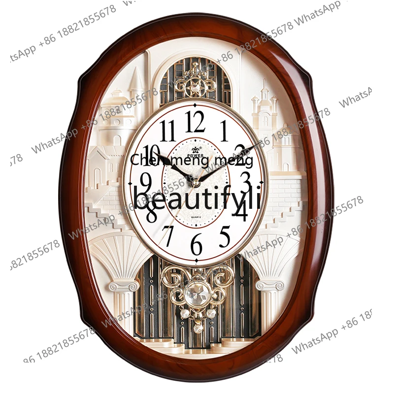 European fashion wall clock music chime living room luxury dynamic music creative clock living room bedroom mute  R