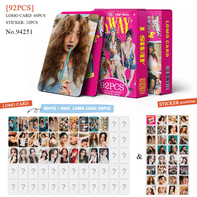 KPOP GIDLE I SWAY Album 92pcs/set LOMO Card Yuqi Shu Hua Girl Collection Gift Photo Card (G)I-DLE Sticker Sticker Postcard