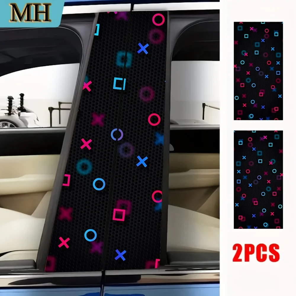 

2 Pieces of High-quality Car Sticker 2D Pattern Door Post Sticker Self-adhesive Waterproof Semi-gloss B-pillar Protective Film