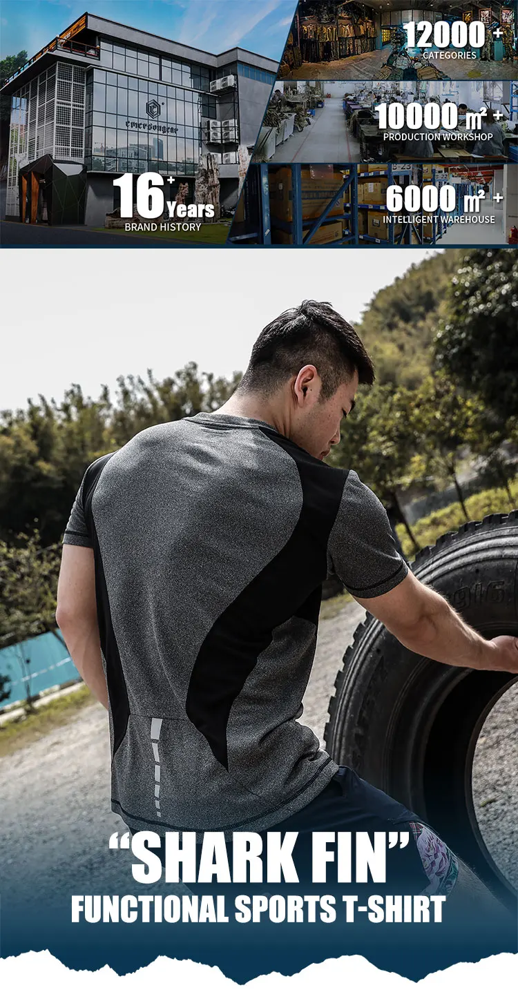 Emersongear Blue Label Tactical Shark Fin Funktionelles Sport-T-Shirt Kurzarm-Shirt Oberteil Feuchtigkeitsableitend Schnelltrocknend Leicht für Outdoor-Aktivitäten – Detail 2