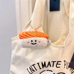 Creative Salmon Sushi Plush Doll Keychain Key Buckle Sweet Shrimp Plush Doll Toy Expression Korean Style Decoration