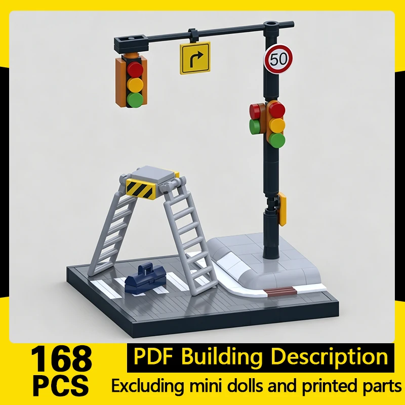 

City Street View Model MOC Building Bricks Road Traffic Light Modular Technology Gifts Holiday Assemble Children Toys Suit