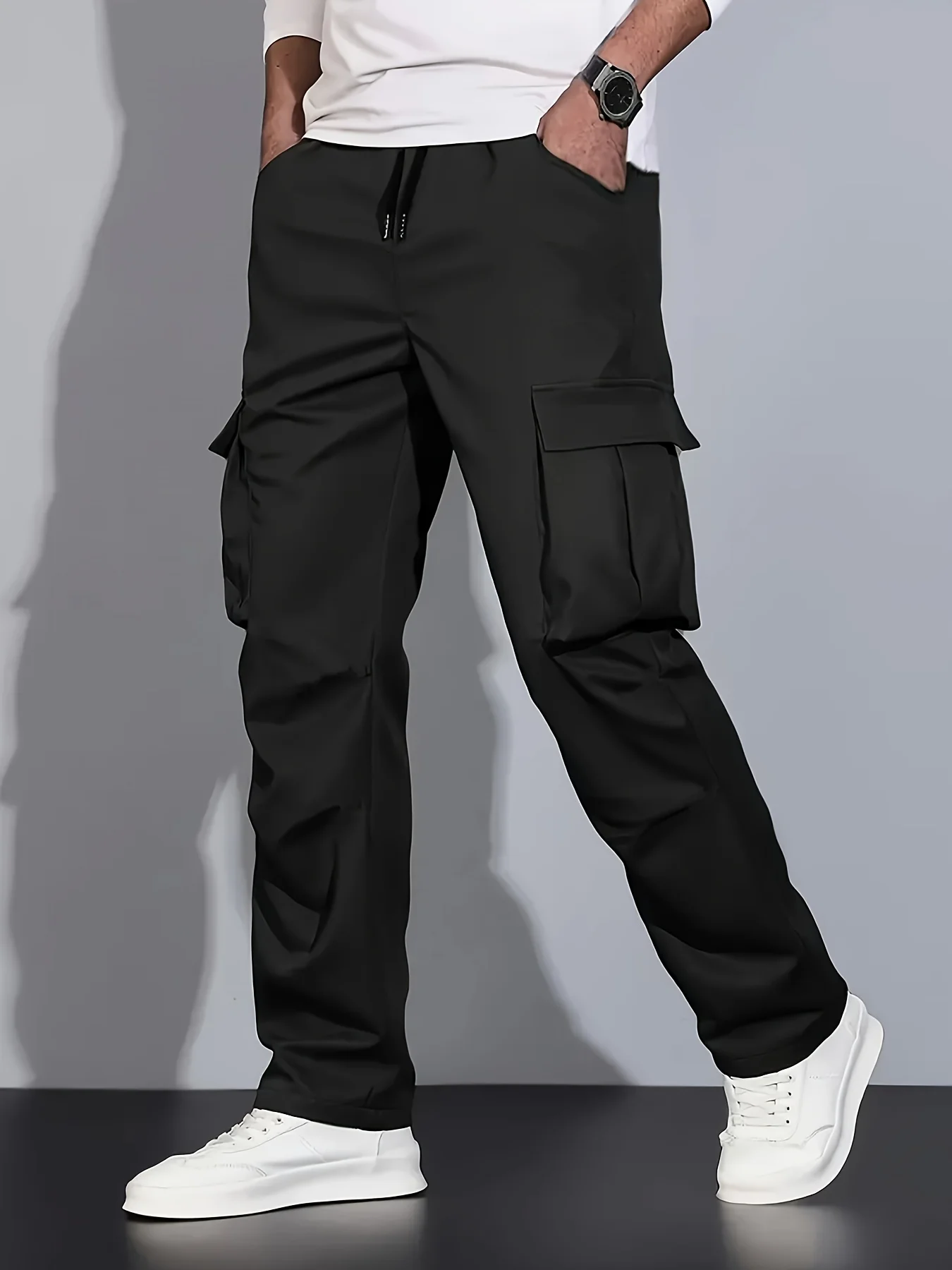 

Американский стиль, уличная ретро, рабочая одежда с несколькими карманами, мужские новые модные свободные прямые брюки, универсальные повседневные длинные брюки