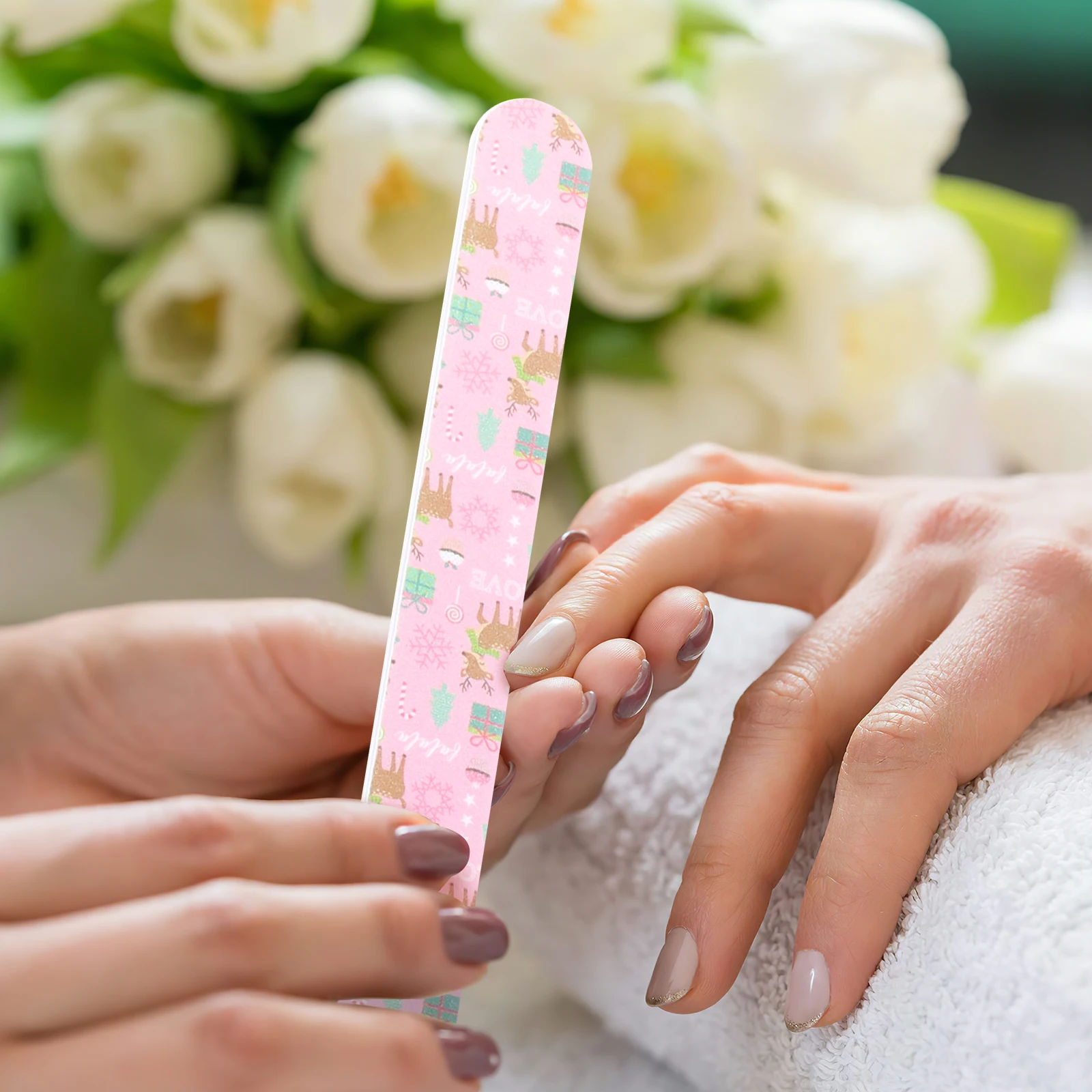 

12 Pcs Nail Files Christmas Design Manicure Tools for Natural False Nails Extensions Use Gift Women Girls