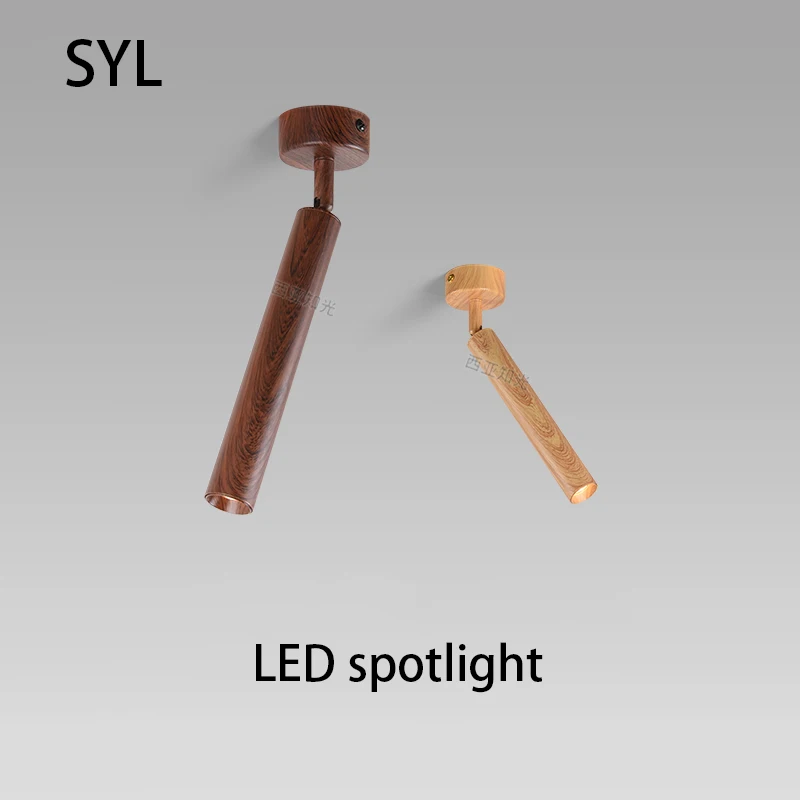 

Светодиодный прожектор в стиле ретро, точечный светильник с регулируемым углом, цвет орехового дерева, потолочный светильник Amall Beam, поверхностный монтаж COB Long Foco