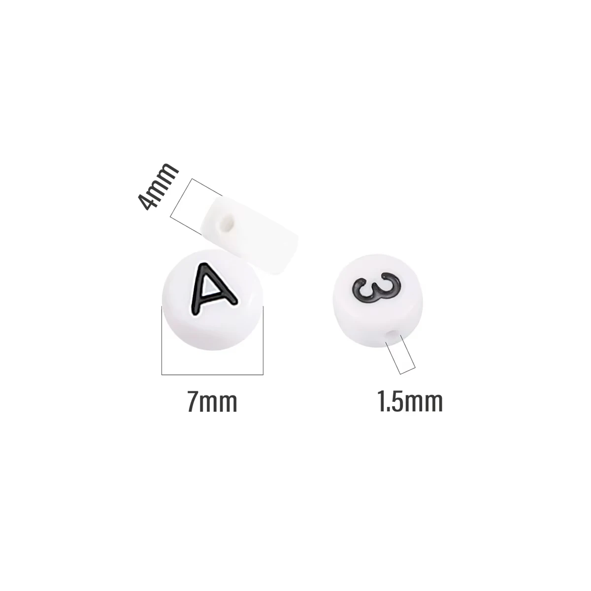100pcs 4x7mm Flat Round Acrylic Alphabet Letter Beads with Number Star Heart Beads for DIY Bracelet Necklace Jewelry Making