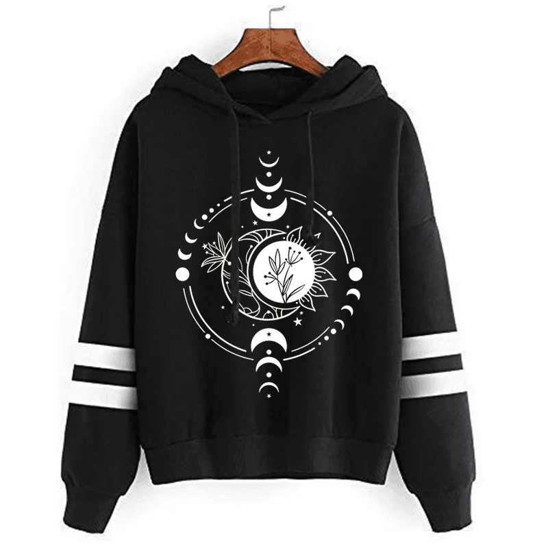 Mystic Moon and Sun Hoodie Women/Men Boho Vintage Moon Classic Sweatshirt Unisex Mystical Moon Graphic Premium Casual Hoodies