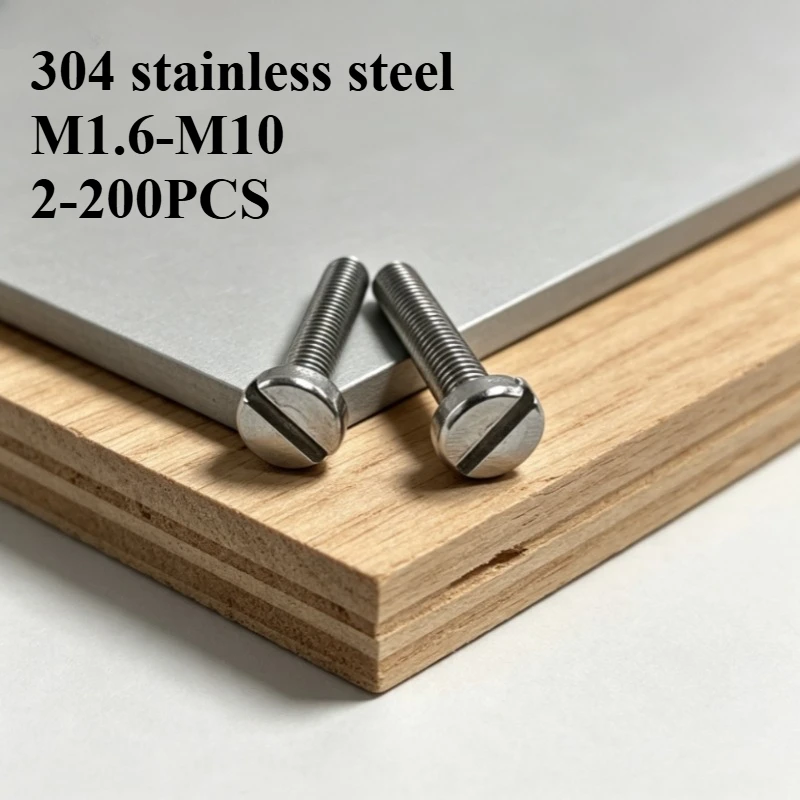 2/200pcs 304 Stainless Steel Slotted Pan Head Machine Screws M1.6 M2 M2.5 M3 M4 M5 M6 M8 Round Head Metric Bolts Fastener Kit