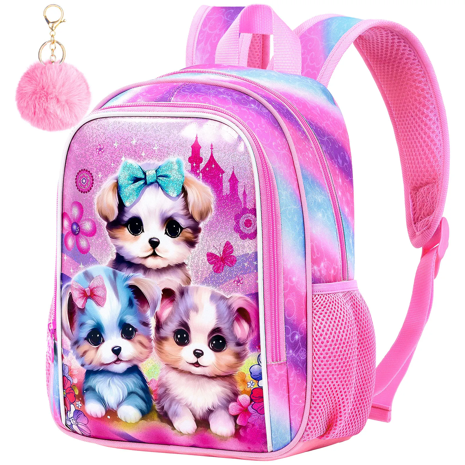 

Toddler Backpack for Girls, 13" Cute Kids Preschool Bookbag-Dog Pink