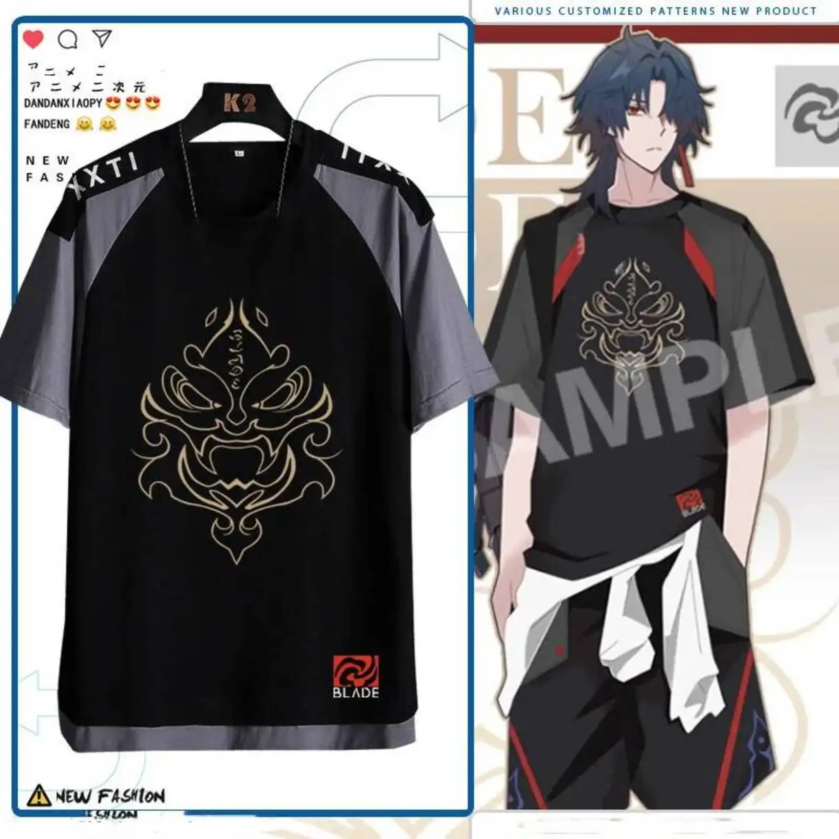 

Anime Honkai Star Rail Acg Cosplay T-Shirt Cool Summer Blade Casual Short Sleeve Tops Streetwear Sport Suit
