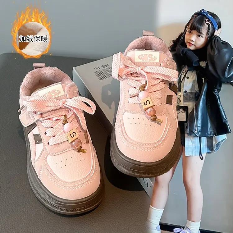 

Теннисные кроссовки, детские весенне-осенние новые спортивные туфли для мальчиков и девочек, повседневная обувь для доски, кожаные детские кроссовки на мягкой подошве на массивном каблуке