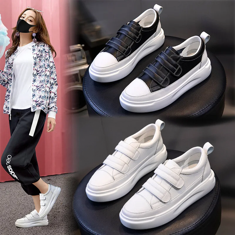 Top Quality White Shoes Women Korean Flat Shoes Leather Shallow Mouth Breathable Casual Sneaker Spring Autumn Style