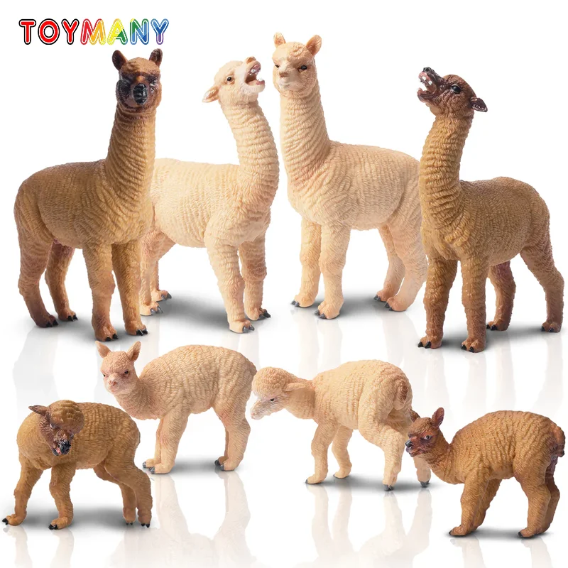 

8Pcs Toymany Simulation Alpaca Figures, Farm Animal Model Cake Toppers for Kids Children Gift Set, Mini Collectible Figurines