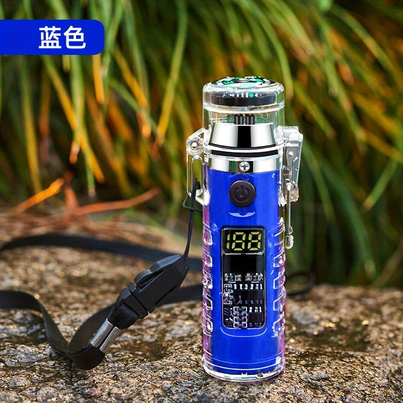 2024 New Equipped With A Compass Style Double Arc Charging Lighter, Waterproof Three Gear Lighting For Outdoor Travel,