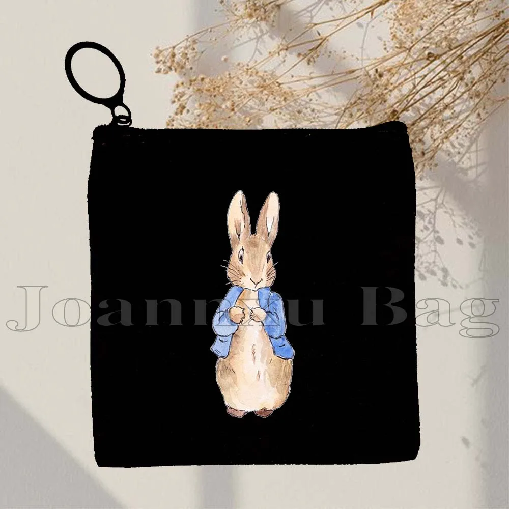 Cute Beatrix Potter Cartoon Peter Rabbit Anime Duck Carrots Kawaii Animal Manga Canvas Coin Purse Key Case Card Bag Wallet Pouch