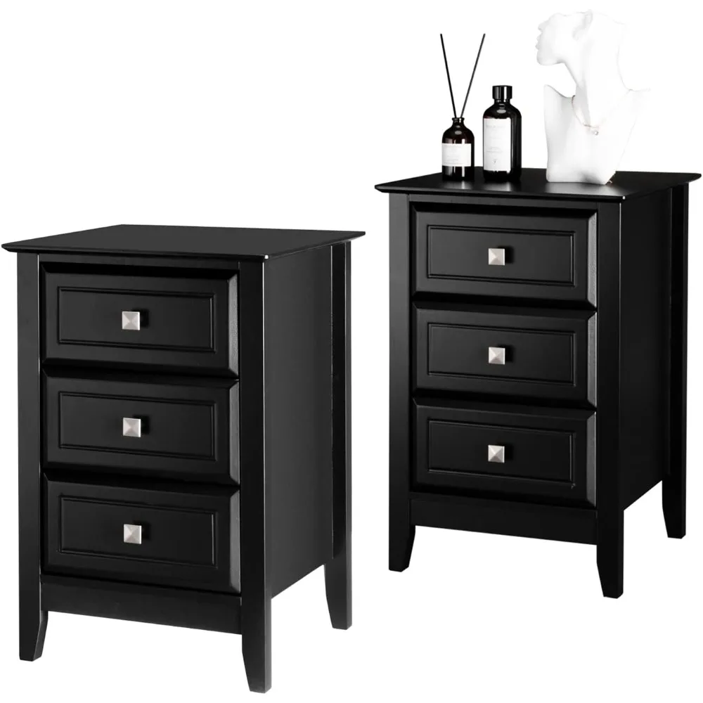 

Upgraded Drawers Night Stands for Bedrooms Wooden Black Nightstand Stylish Modern Bed Side Table Night Stand