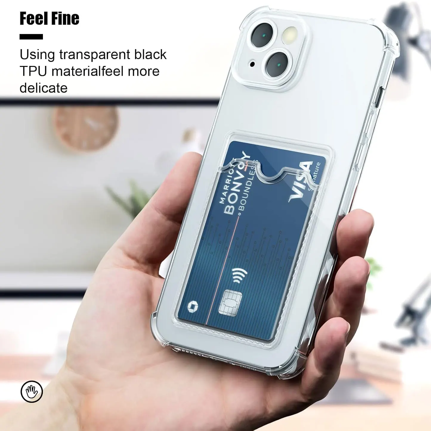 حافظة لهاتف آيفون 17 16 15 برو ماكس غطاء شفاف حقيبة محفظة من البولي يوريثان الناعم مع فتحة للبطاقات مقاومة للصدمات لهاتف آيفون 17 اير 14 بلس 13 12 11 #2