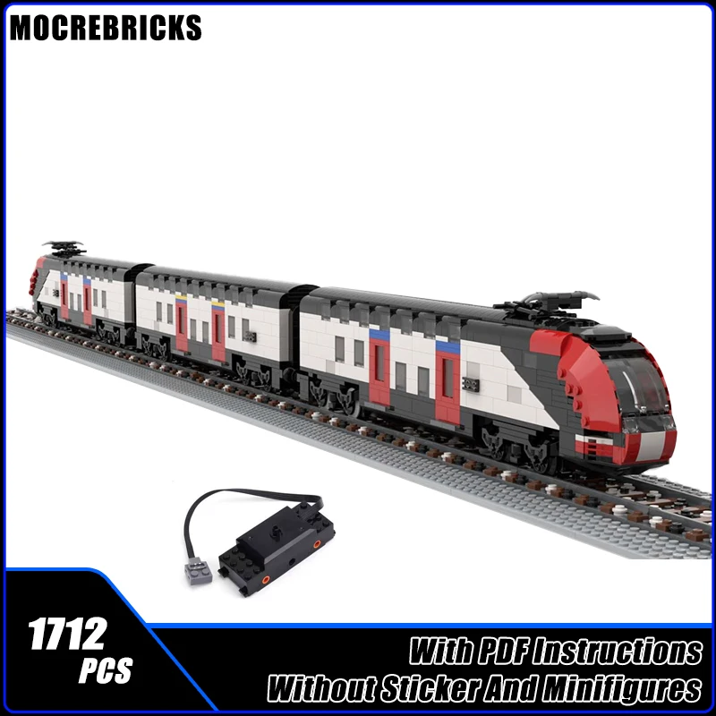 ​1712PCS Building Blocks Swiss Regional Passenger Train Railway Carriages Set DIY Technology Assembly Model Creative Bricks Toys