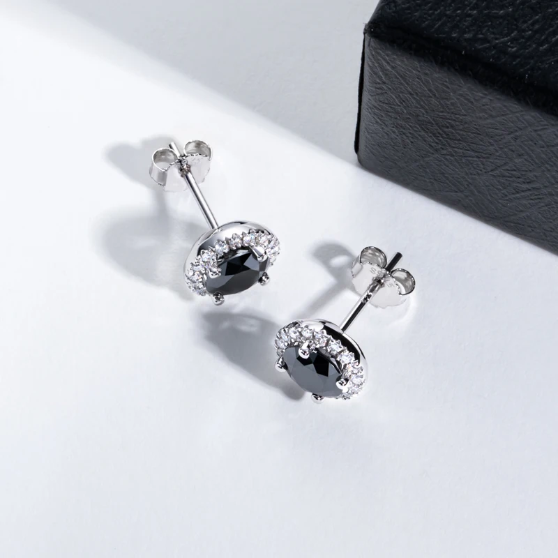MossanRappr 1ct Black Moissanite Iced Out Diamond Stud Earrings For Women 925 Sterling Silver Top Quality Hip Hop Jewelry Gifts view 4