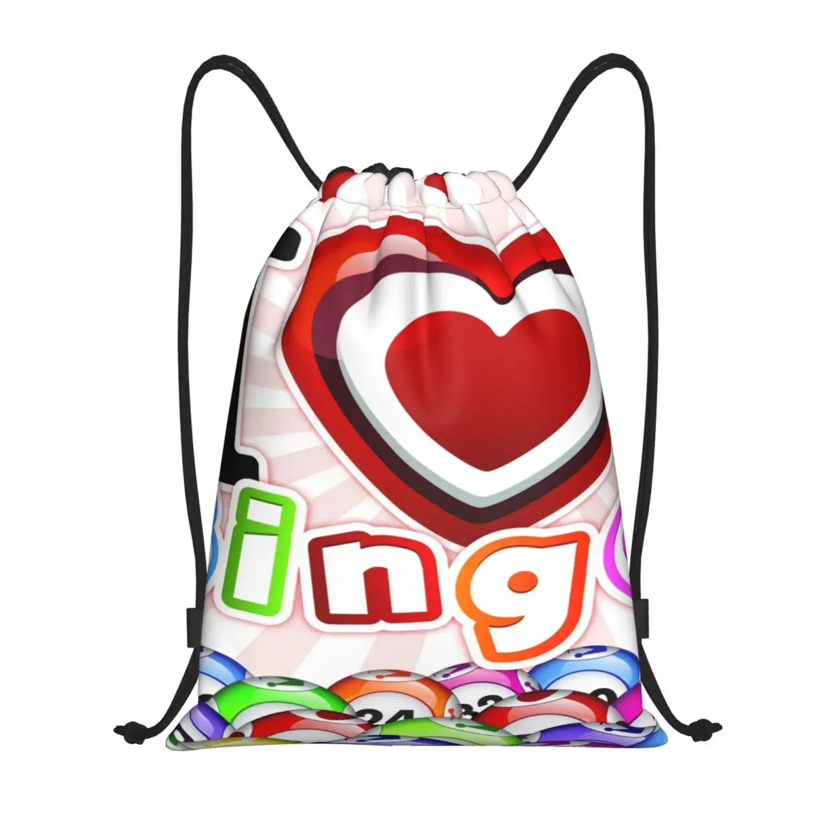 I Love Bingo Drawstring Bag Men Women Portable Sports Gym Sackpack Shopping Storage Backpacks