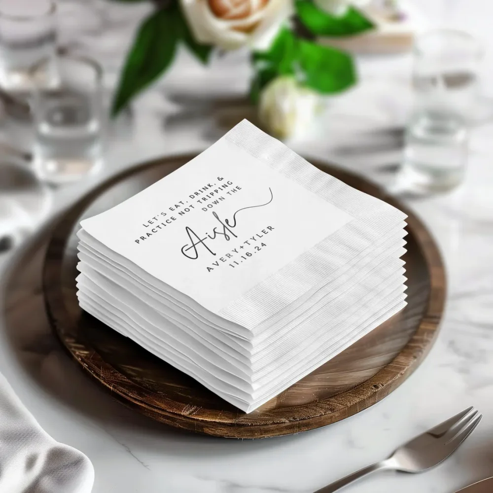 Tovaglioli per la cena personalizzati da 50 pezzi, tovaglioli per il pranzo al cocktail di prova, tovaglioli personalizzati per matrimoni, feste di benvenuto, la notte prima