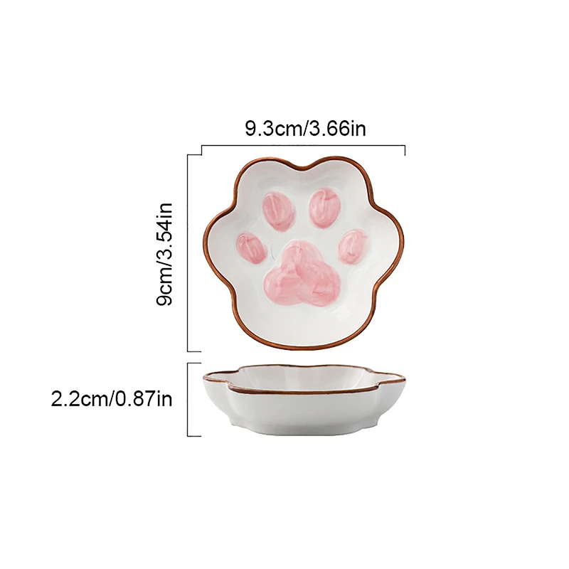 Japanese Cute Cat\'s Paw Taste Dish Ceramic Cartoon Dessert Plate Soy Fruit Sauce Dish Seasoning Bowl Household Dip Dishes