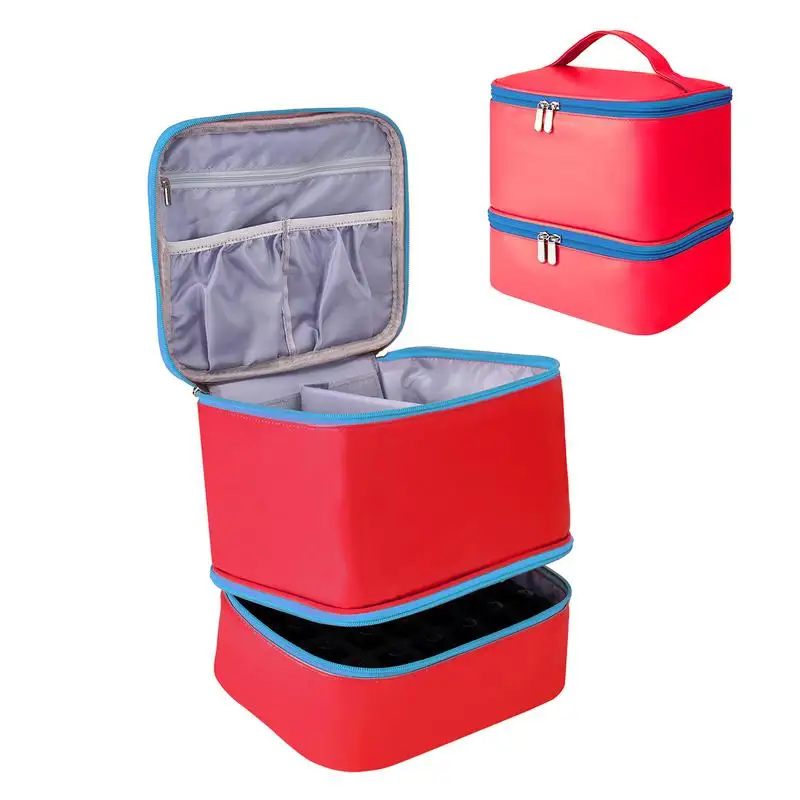 

Ladies Portable Nail polish Organizer Bag High Capacity Cosmetic Massage Oil Case 30 Nail Glue Bottle Lipstick Organizer Handbag