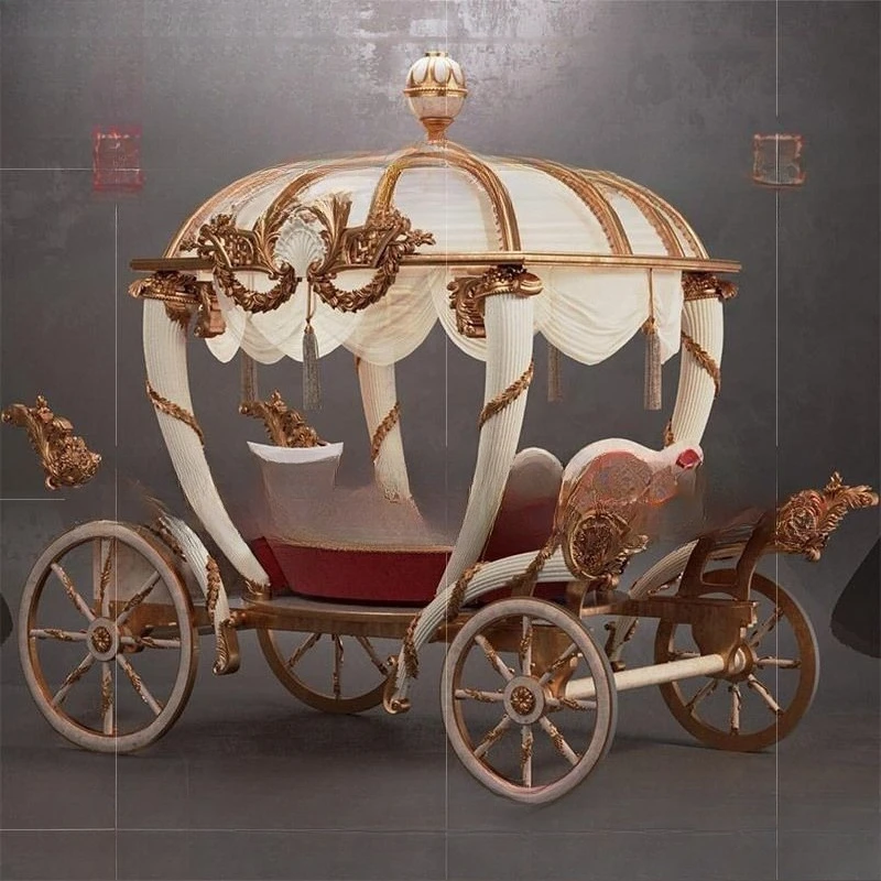 European luxury solid wood carving flower princess bed, childlike French cute girl custom carriage bed bedroom furniture
