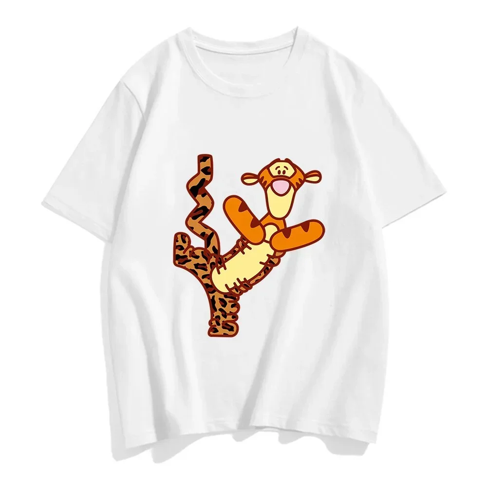 Harajuku Kawaii Women T-shirt Cartoon The Pooh Bear Winnie Leopard Tigger Graphic Print Short Sleeve T Shirt Casual Clothing Y2k