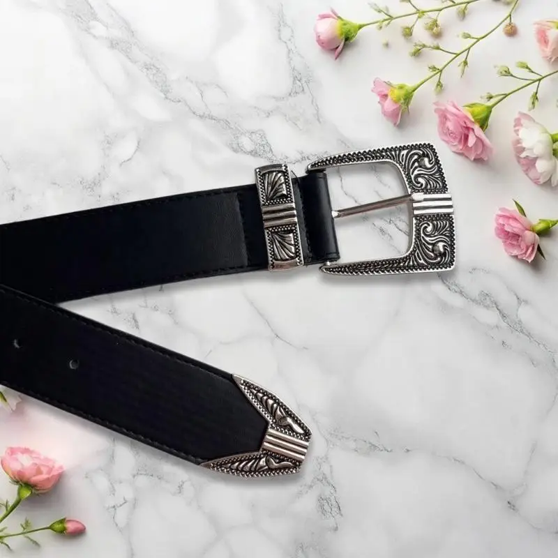 

39BB Retros Styles Wide Belt Fashionable Wide Waistband Vintage Jeans Waistbands for Jeans and Dresses