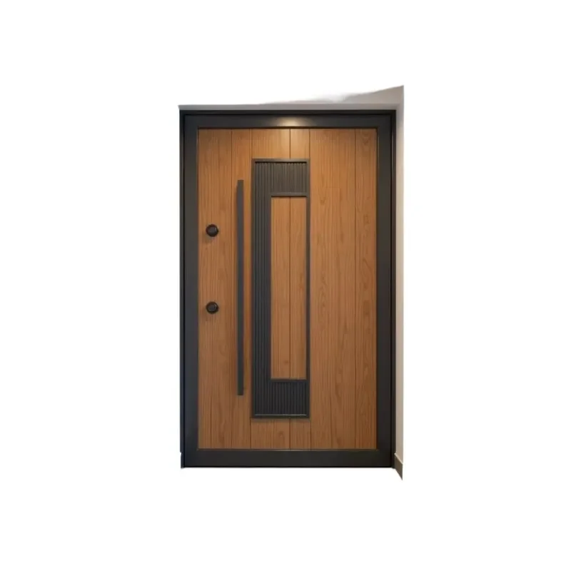 Modern Light Luxury Home Security Door Wood Grain Splicing Design Direct From Factory