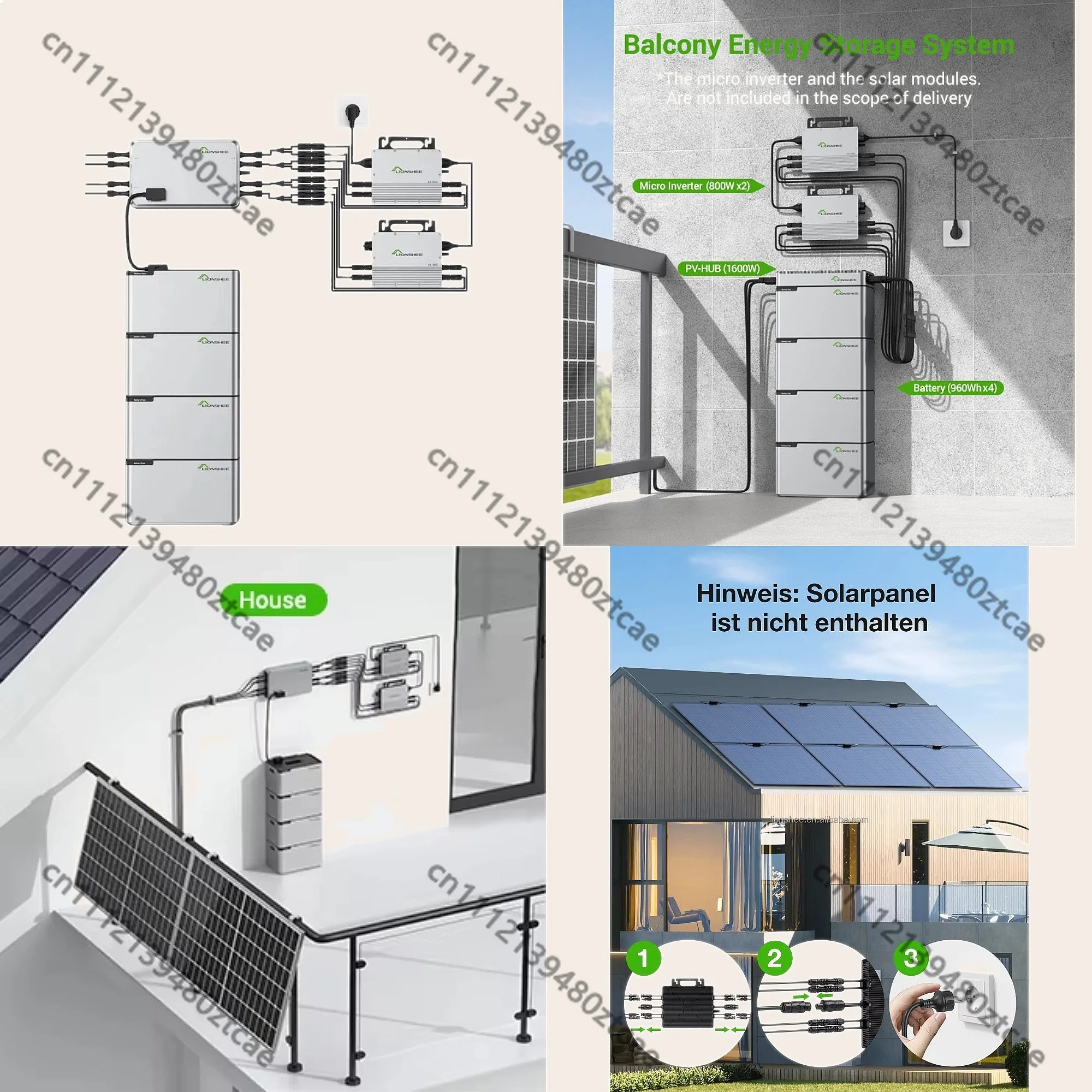 Balcony Solar Storage System Micro Inverter LiFePO4 Battery Home Power Kit