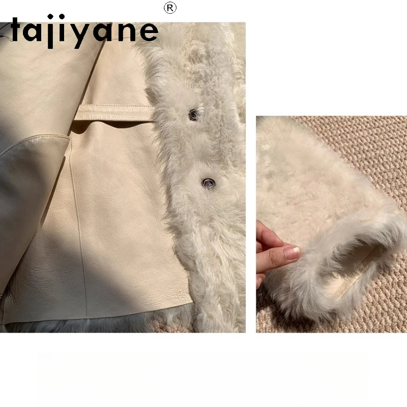 TAJIYANE 100% Naturalna Wełna Toskańska Skóra Owcza Dwustronny Płaszcz Futrzany Damski Ekskluzywna Kurtka z Prawdziwego Futra Zimowe Ubrania 2025 fourrure