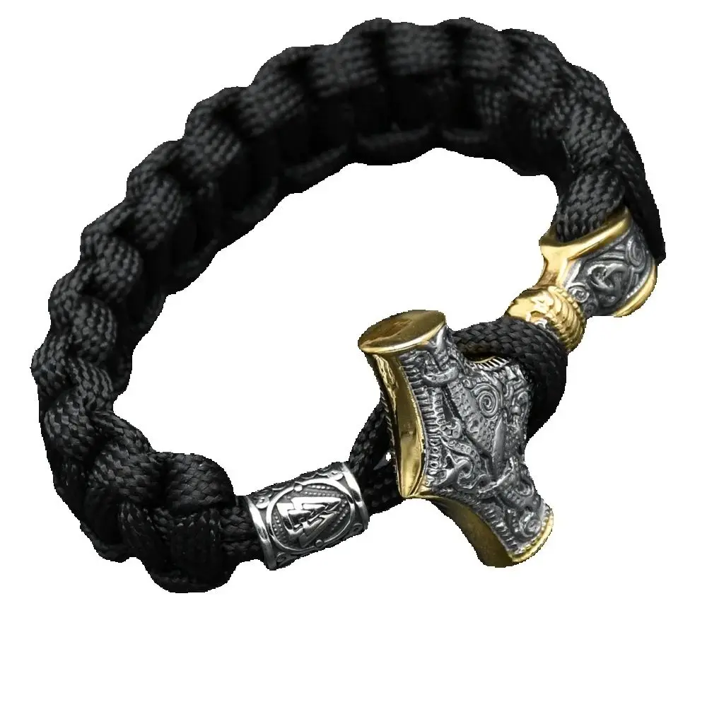 Mens Viking Mjolnir Bracelet Stainless Steel Thor Hammer Wristband Norse Mythology Runes Amulet Jewelry view 4