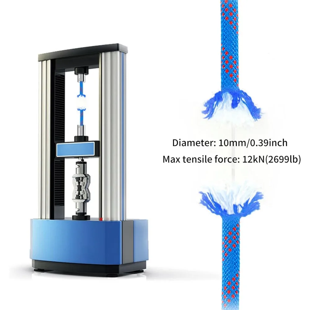 حبل التسلق، 10 مم، حبل سلك ملحق عالي القوة مع خطافين فولاذيين، لحواف الإنقاذ في الهواء الطلق