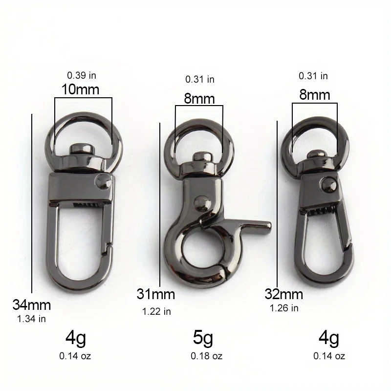 10PCS Keychain Lanyard 360° Metal Rotating Lobster Claw Buckle Handbag Chain Buckle Bag Belt Connector