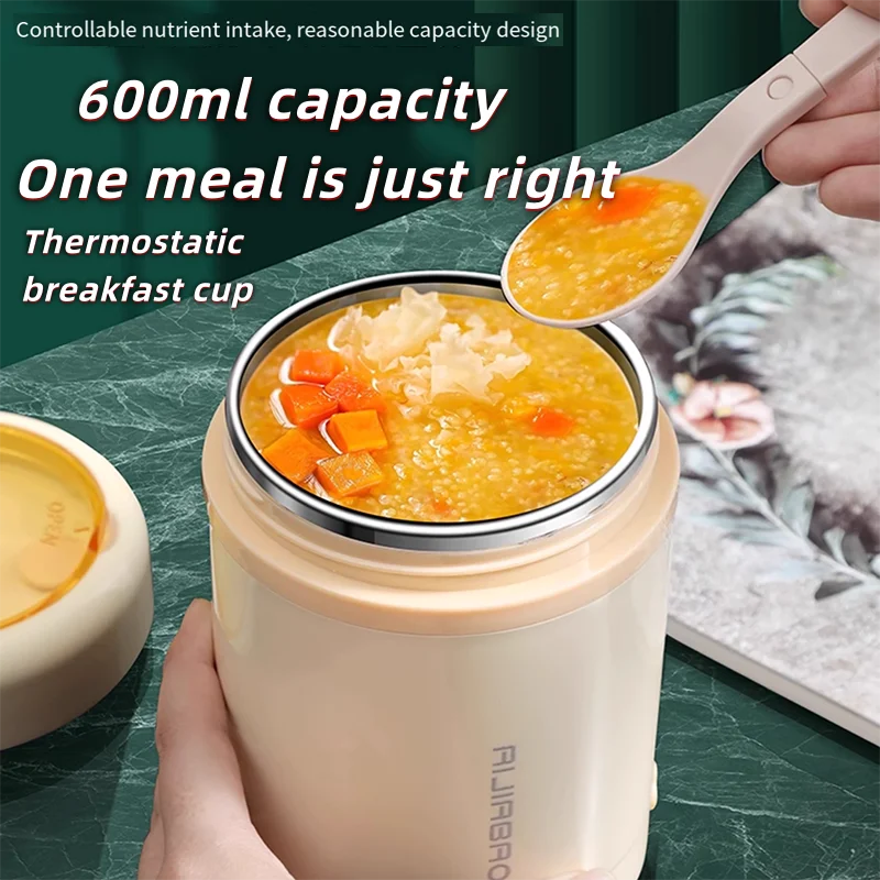 صندوق غداء ساخن، كوب إفطار بدرجة حرارة ثابتة، كوب حساء معزول بمنفذ USB للسيارة، كوب عصيدة، كوب ماء محمول #1