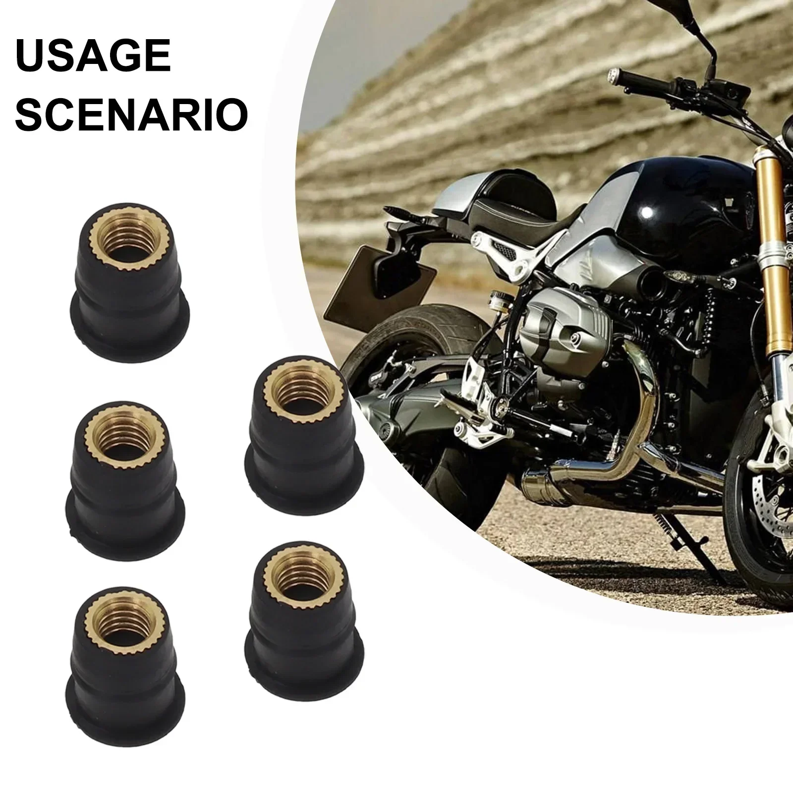 5PCS Motorcycle Windshield Rubber Nuts  Rubber Windshield Bolts For Motor Parts Vibration Damper Panel Mounting