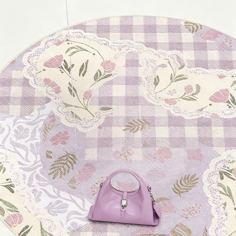 Living Room Rug Stain-resistant Wear-resistant Carpet Comfortable Loop-pile Floor Mat Modern Floral Round Rugs Home Decor Mats
