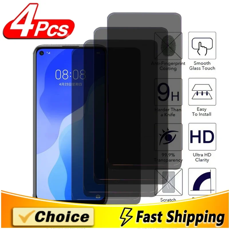 4Pcs Privacy Tempered Glass For Huawei P 8Lite (2017) 9PLus 10 Anti-Spy Screen Protector For Huawei 20Pro Lite(2019) 40Lite P50e