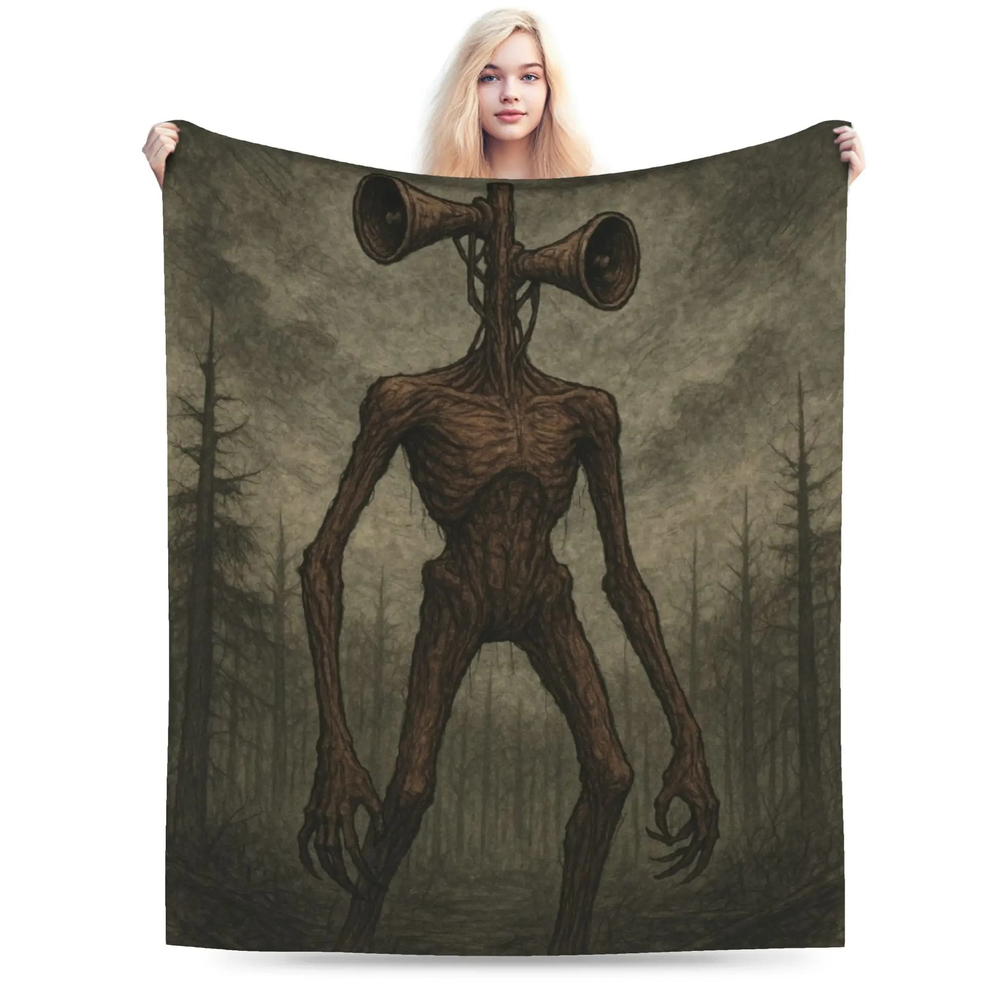 Siren Head In Dark Forest Blankets Fleece  Cozy Lightweight Thin Throw Blanket for Sofa Rug Piece