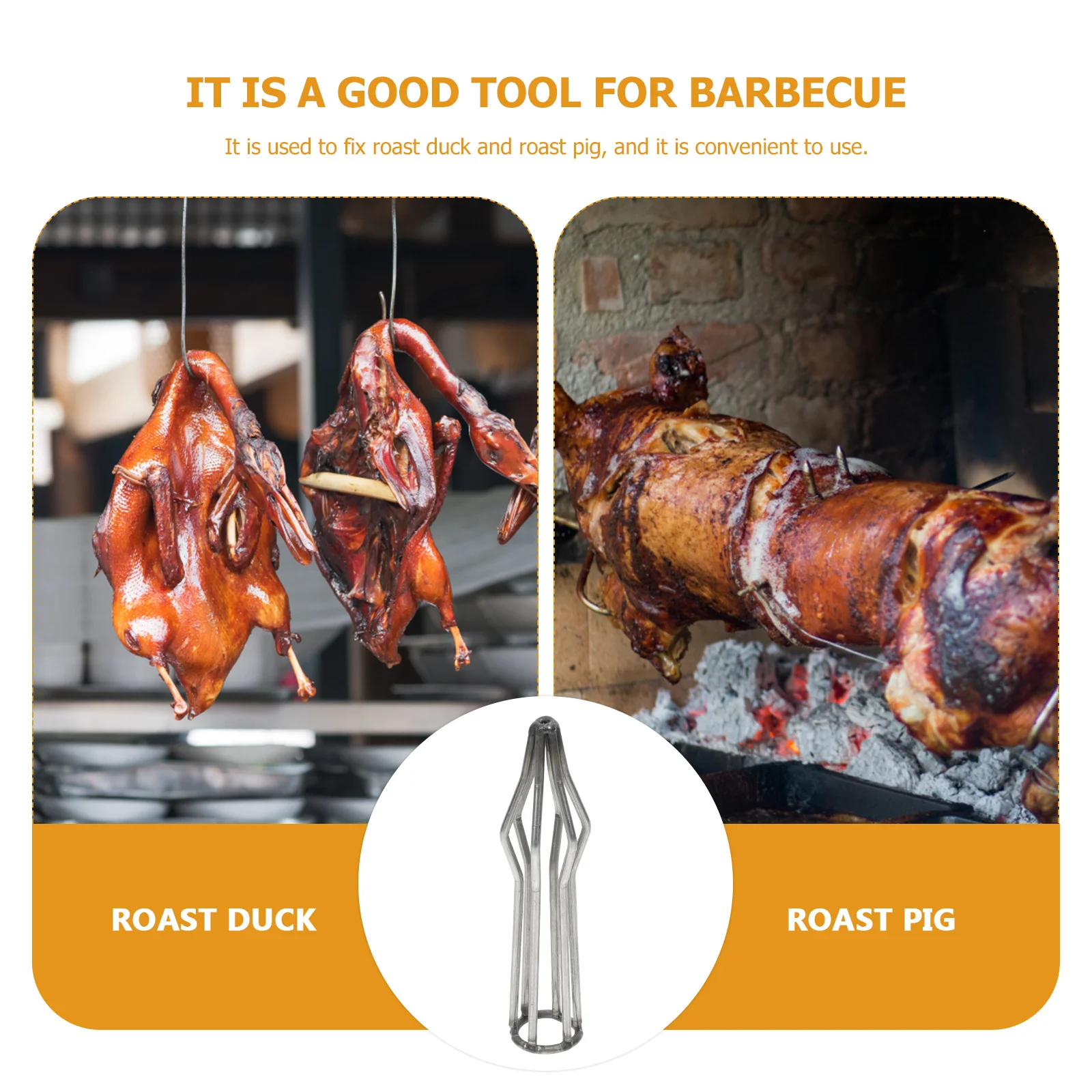 

2pcs Stainless Steel Duck Roaster Fixator High Temp Resistant Grilling Rack For Peking Roast Making Tool Grill Accessories Metal
