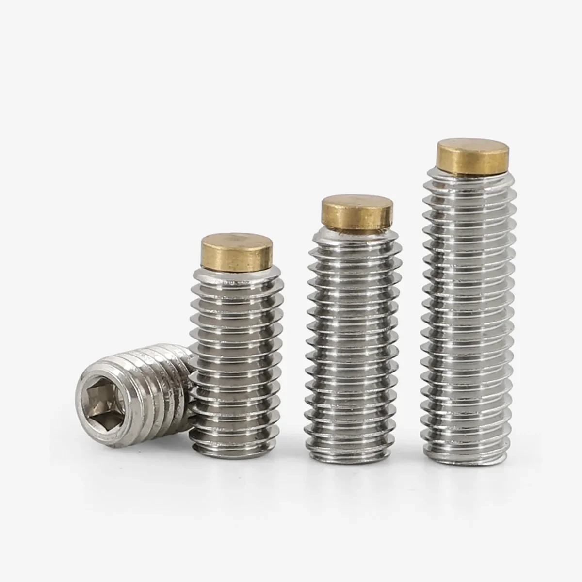 M6M8M10M12 304 Stainless Steel Hexagonal Brass Head Set Screw Copper Head Wire Plunger Machine Rice Buffer Screw