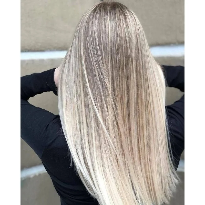 Balayage Ash Brown to Platinum Blonde Lace Front Wigs Human Hair Wigs